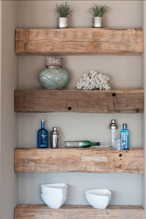 Étagères de salle de bain en bois: caractéristiques et design