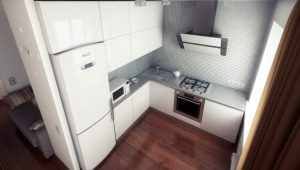 Cuisine design d'une superficie de 6 m². m avec réfrigérateur